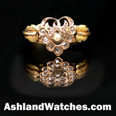 Victorian Diamond & Pearl Heart Ring in 18K Rose Gold